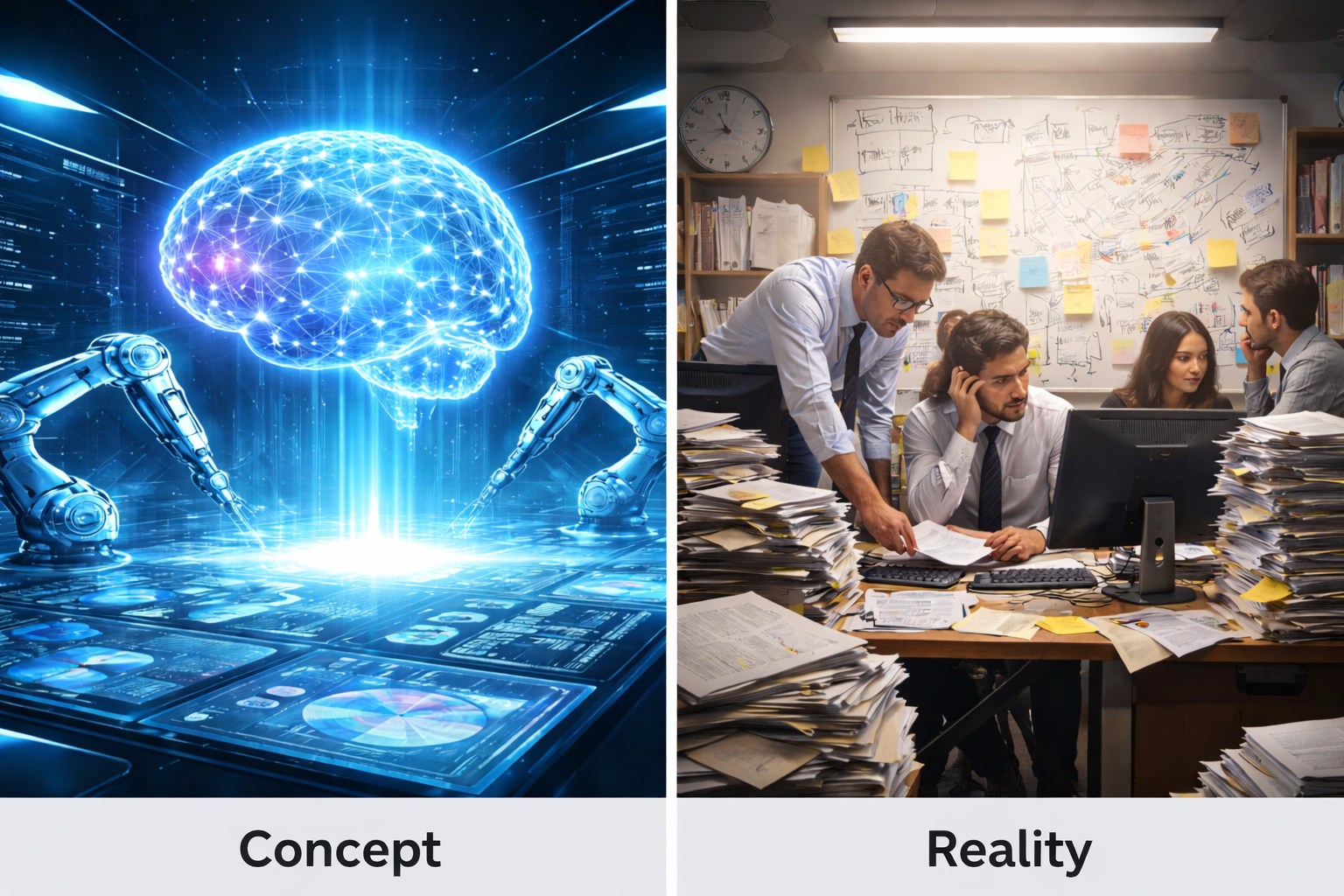 ภาพประกอบบทความเรื่อง AI ระหว่างแนวคิดกับการใช้งานจริง