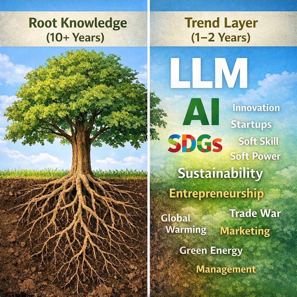 ภาพประกอบบทความเรื่องการปรับหลักสูตรในยุค LLM