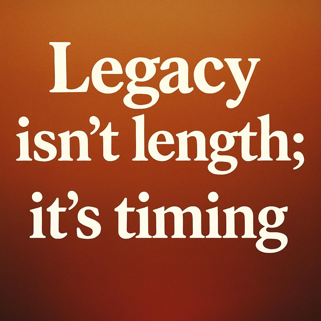 ภาพประกอบบทความเรื่อง legacy และการก้าวลงในเวลาที่ถูกต้อง