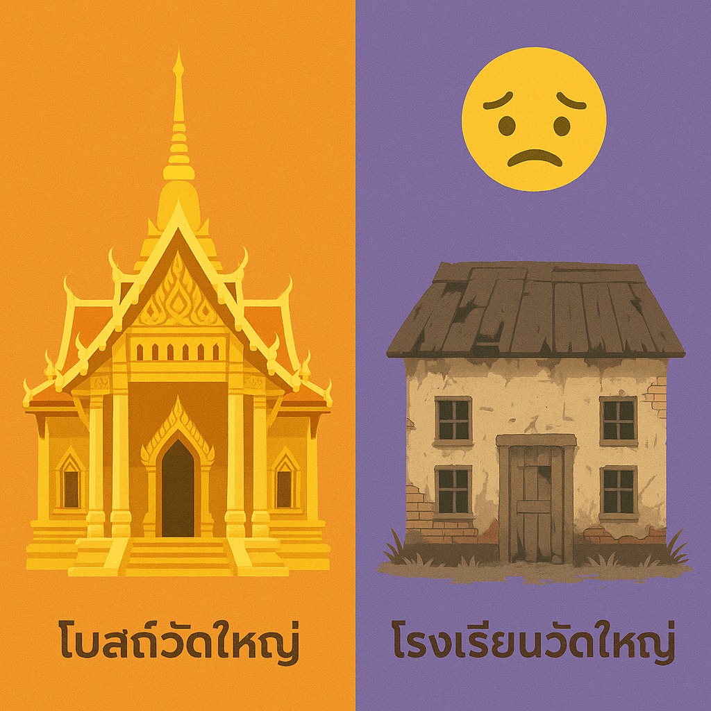 ภาพประกอบบทความเรื่องวัดใหญ่แต่โรงเรียนข้างกันทรุดโทรม